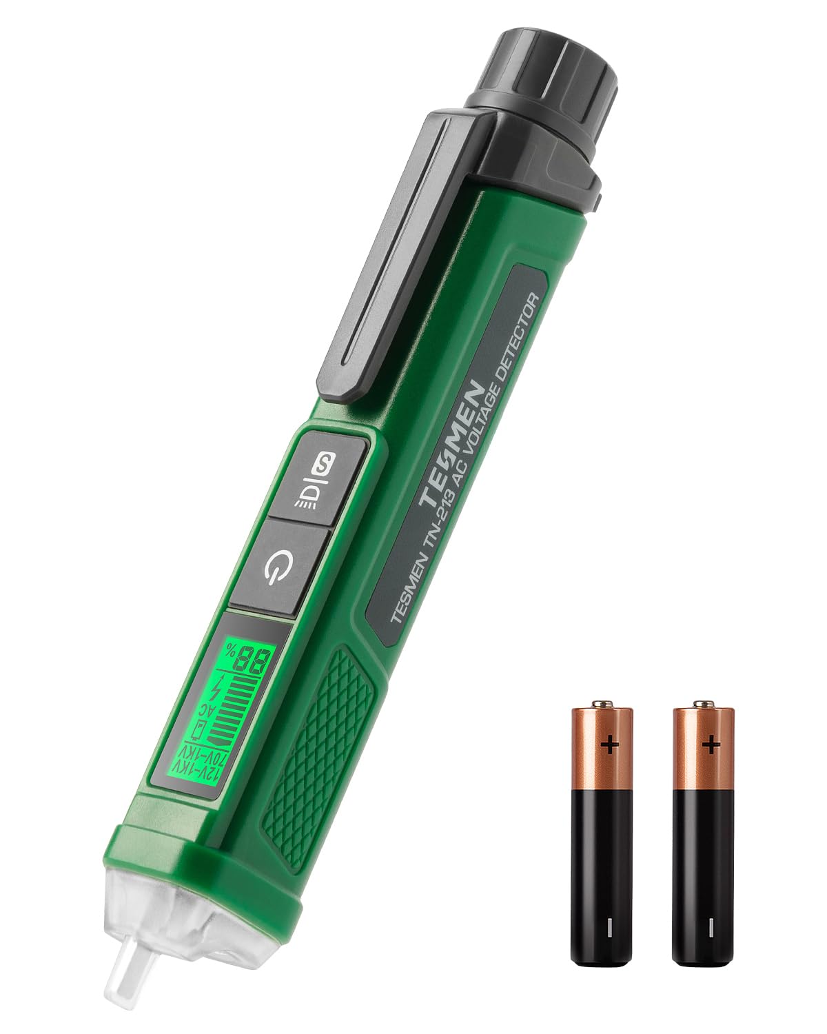 Probador de voltaje, probador de voltaje sin contacto TESMEN TN-213, probador eléctrico, CA 12 V70 V-1000 V, rango doble, pantalla LCD en