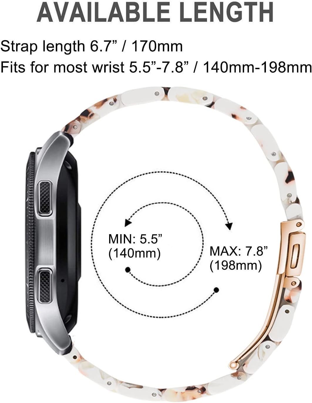 DEALELE Correas compatibles con Galaxy Watch de 1.81 pulgadas  Galaxy 3 de 1.772 pulgadas (1.772 in), 0.86 pulgadas (0.866 in), correa de resina