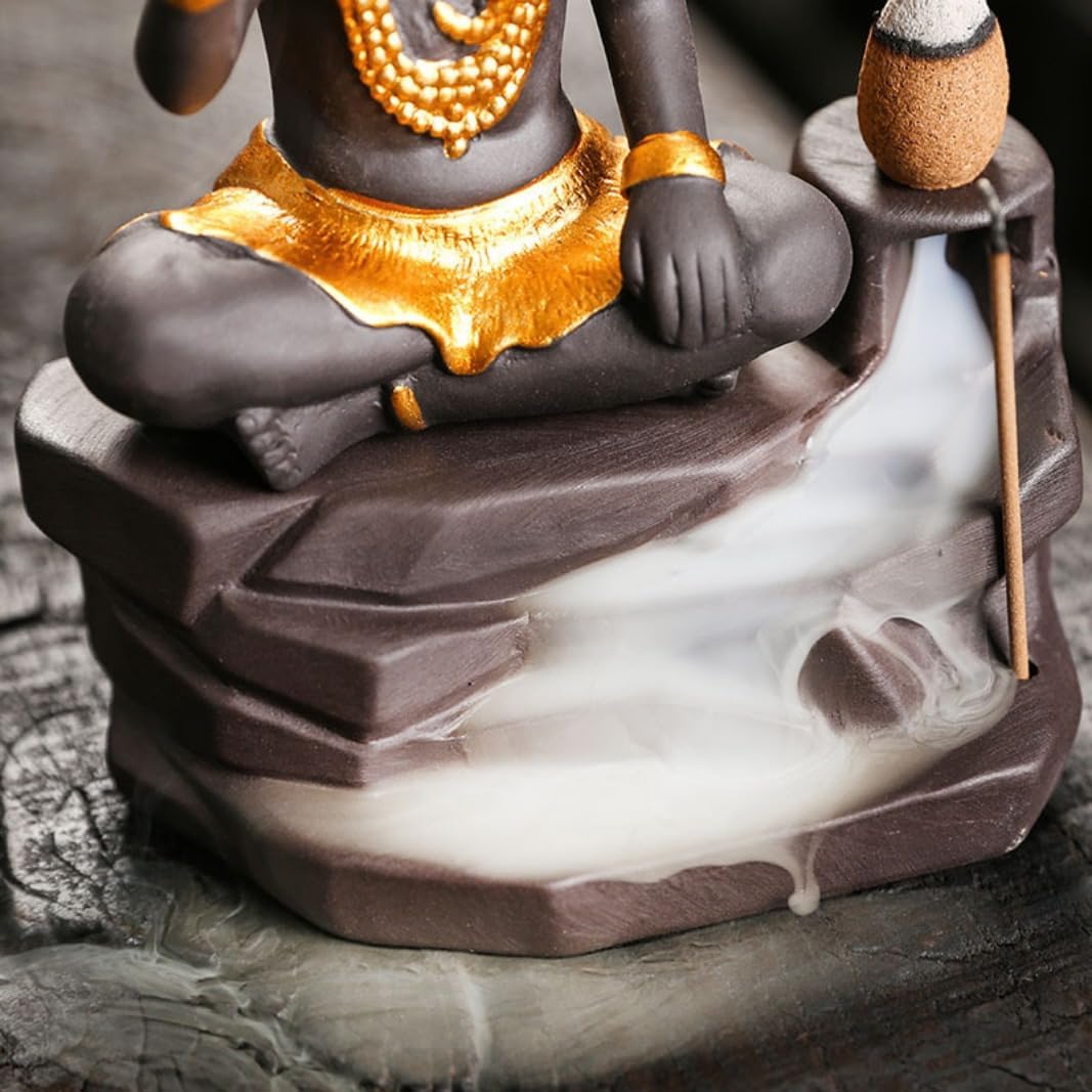 Estatua de Buda Shiva creativa del sudeste asiático quemador de incienso de reflujo de humo estatua de Buda zen decoración para el hogar
