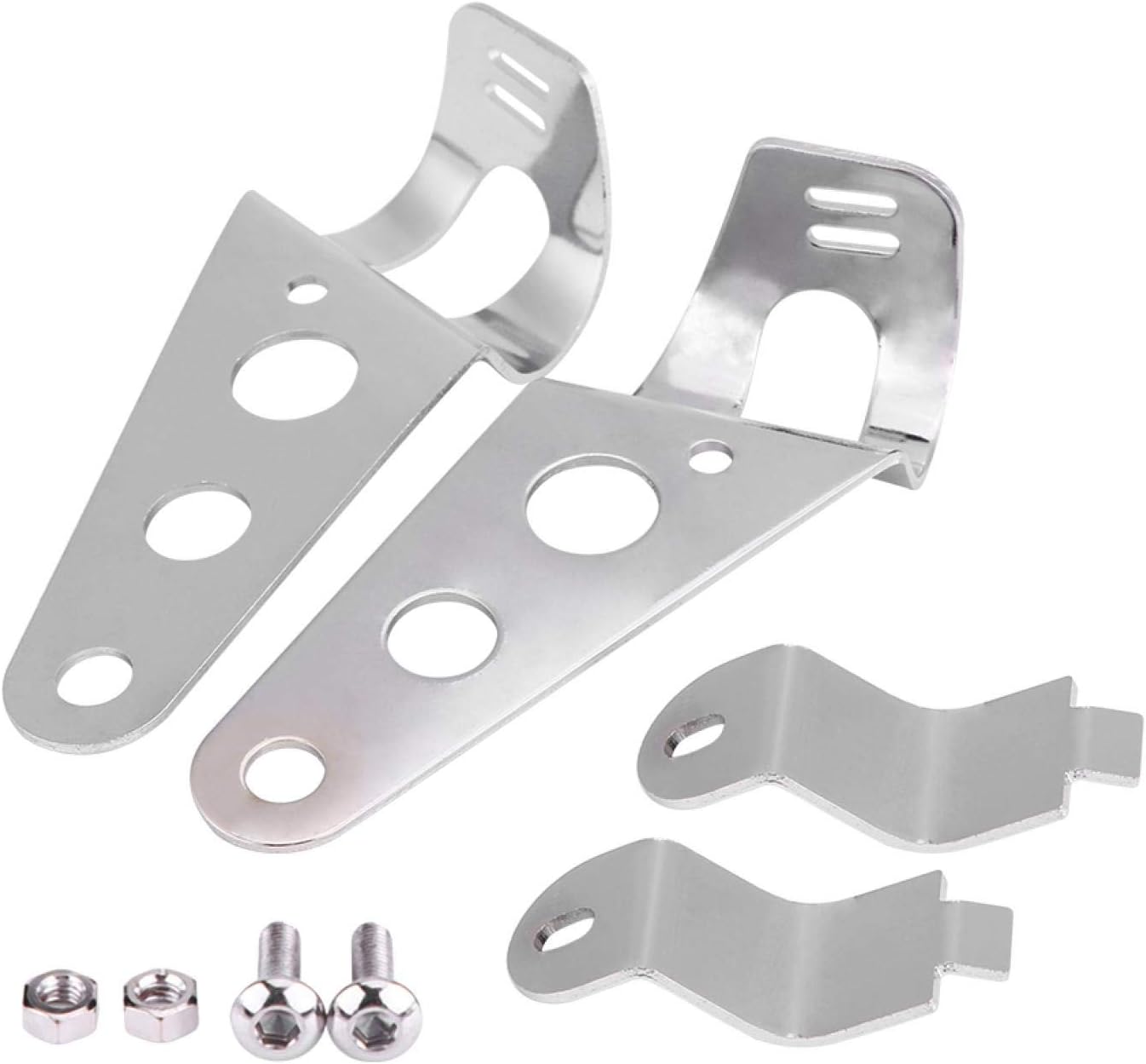 – Soporte para faros delanteros de motocicleta, 2 soportes de montaje de faros Horquilla Racer 1.102 in-1.339 in (Plata)