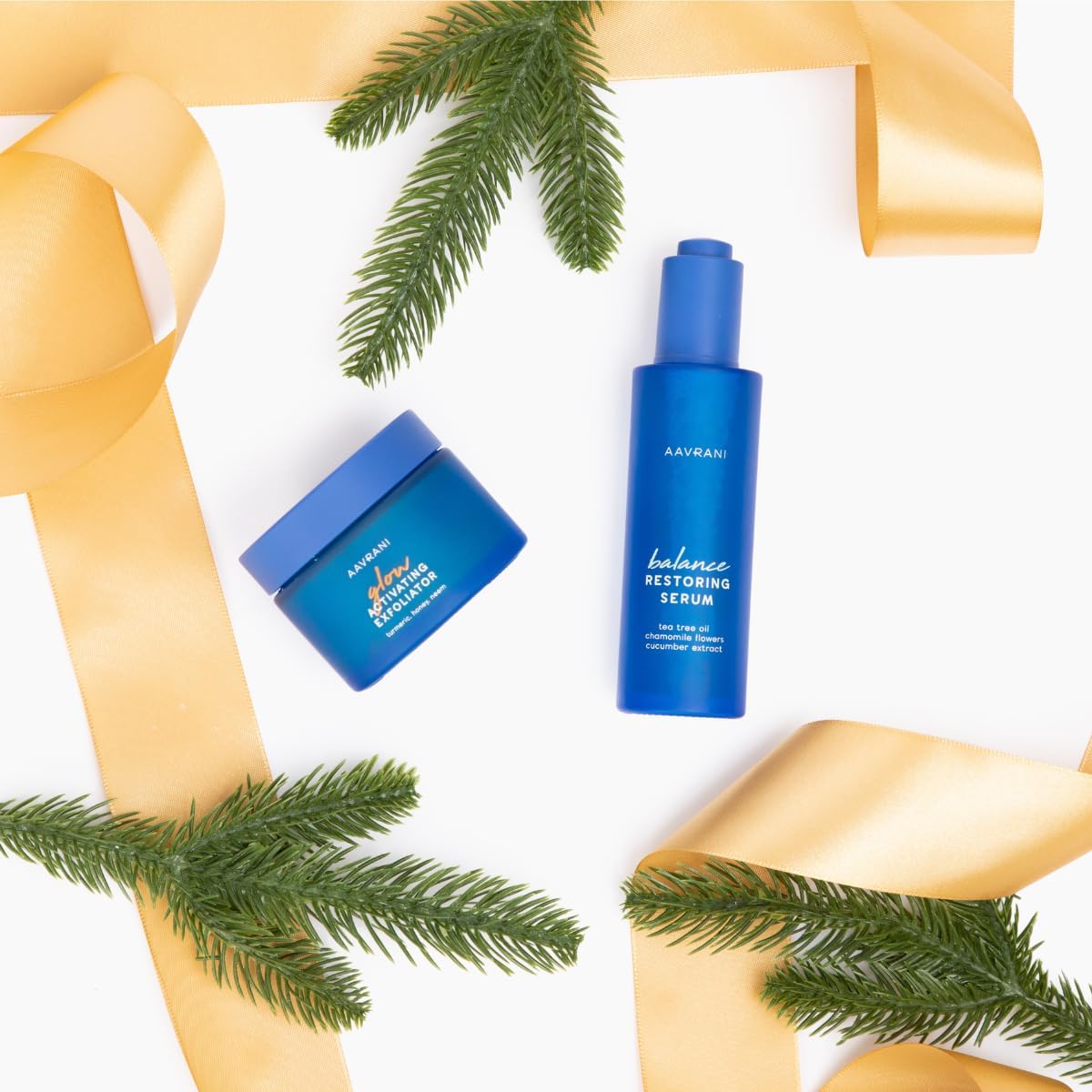 Aavrani Skin Serenity Duo – Exfoliante activador de brillo, máscara de arcilla de cúrcuma sin manchas de 0.5 onzas, suero restaurador de equilibrio
