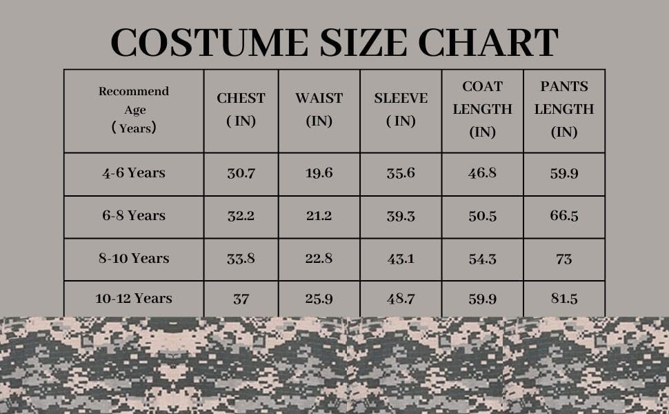 HAPNBCELE Disfraz del ejército para niños, disfraz militar de juego de rol, disfraz de camuflaje para Halloween