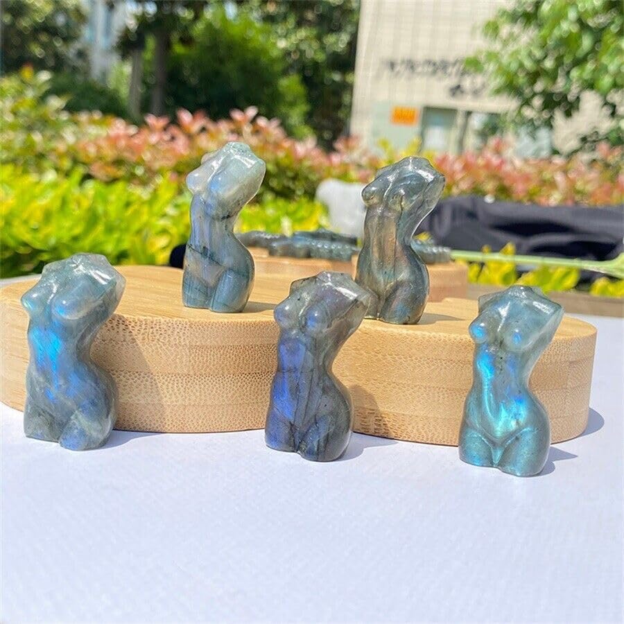 TEAMWILL Escultura curativa de cristal tallado a mano natural de labradorita de cuarzo tallado a mano para manualidades (modelo femenino)
