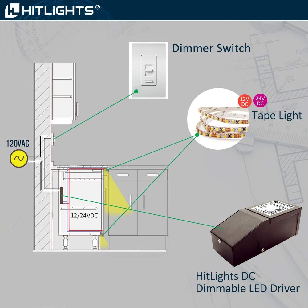 Controlador de luces LED regulables, transformador 110 V CA-12 V  24 V CC, alimentación de baja tensión, compatible con Lutron y Leviton, cocinas,