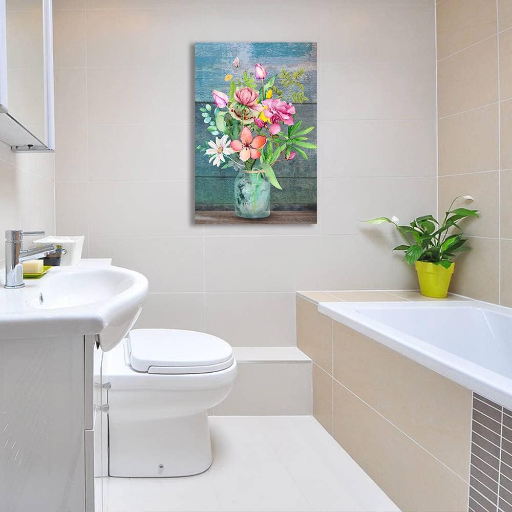 Lienzo decorativo para pared de sala de estar, lienzo de flores rosas, decoración de pared para decoración de dormitorio, lienzo floral rosa, arte