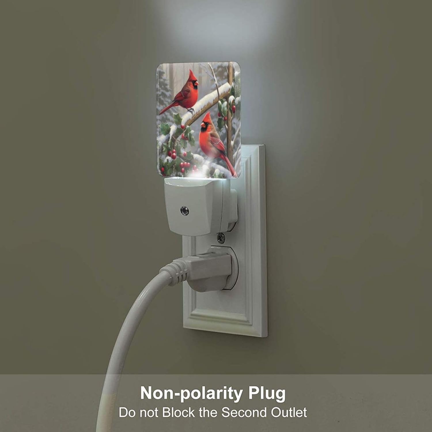 Ouqiuwa Juego de 2 luces nocturnas de Navidad, luces LED con sensor de movimiento automático Red Birds para dormitorio, cocina, pasillo, escaleras
