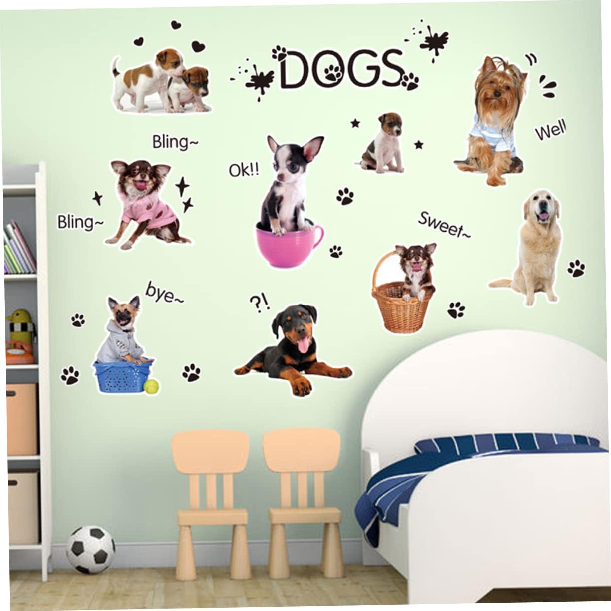 Toyvian 2 calcomanías de pared de animales para niños, calcomanías de pared extraíbles para mascotas, calcomanías de animales DIY, calcomanías de