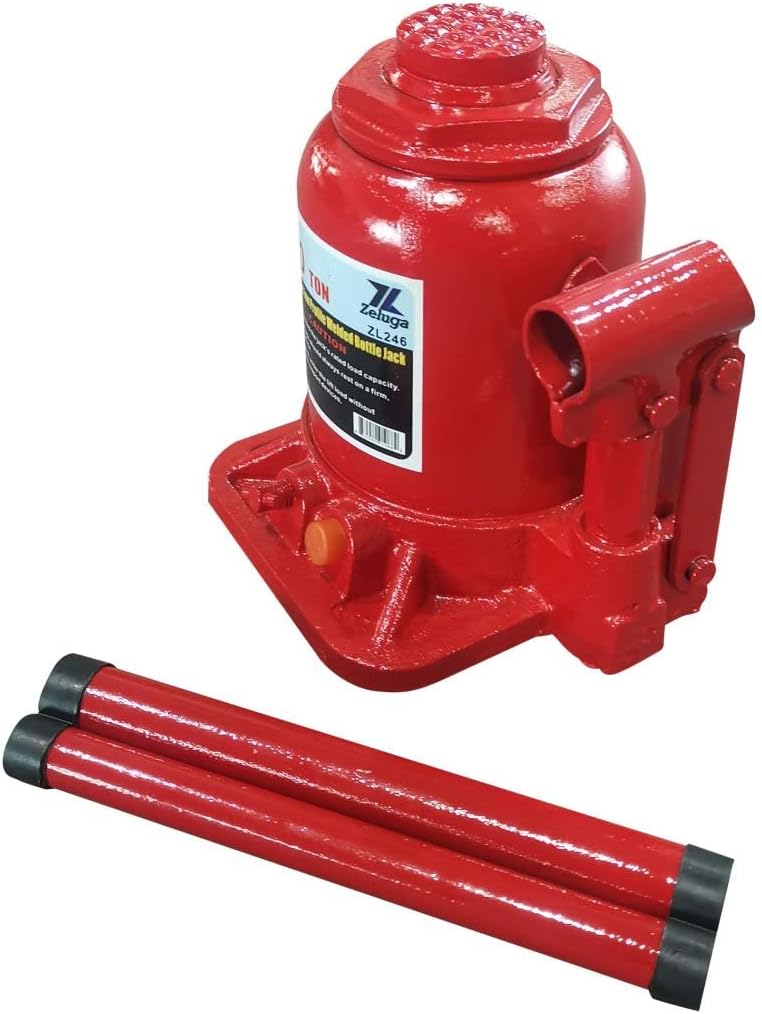 Zeluga 11-246 20 toneladas 40,000 libras de capacidad hidráulica de bajo perfil soldado con autógena Jack de botella, rojo