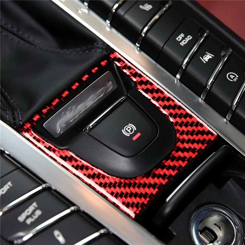 SYLALE 6 piezas de consola central de fibra de carbono real, caja de cambios, panel de ajuste para Porsche Macan 2014-2021 accesorios interiores de