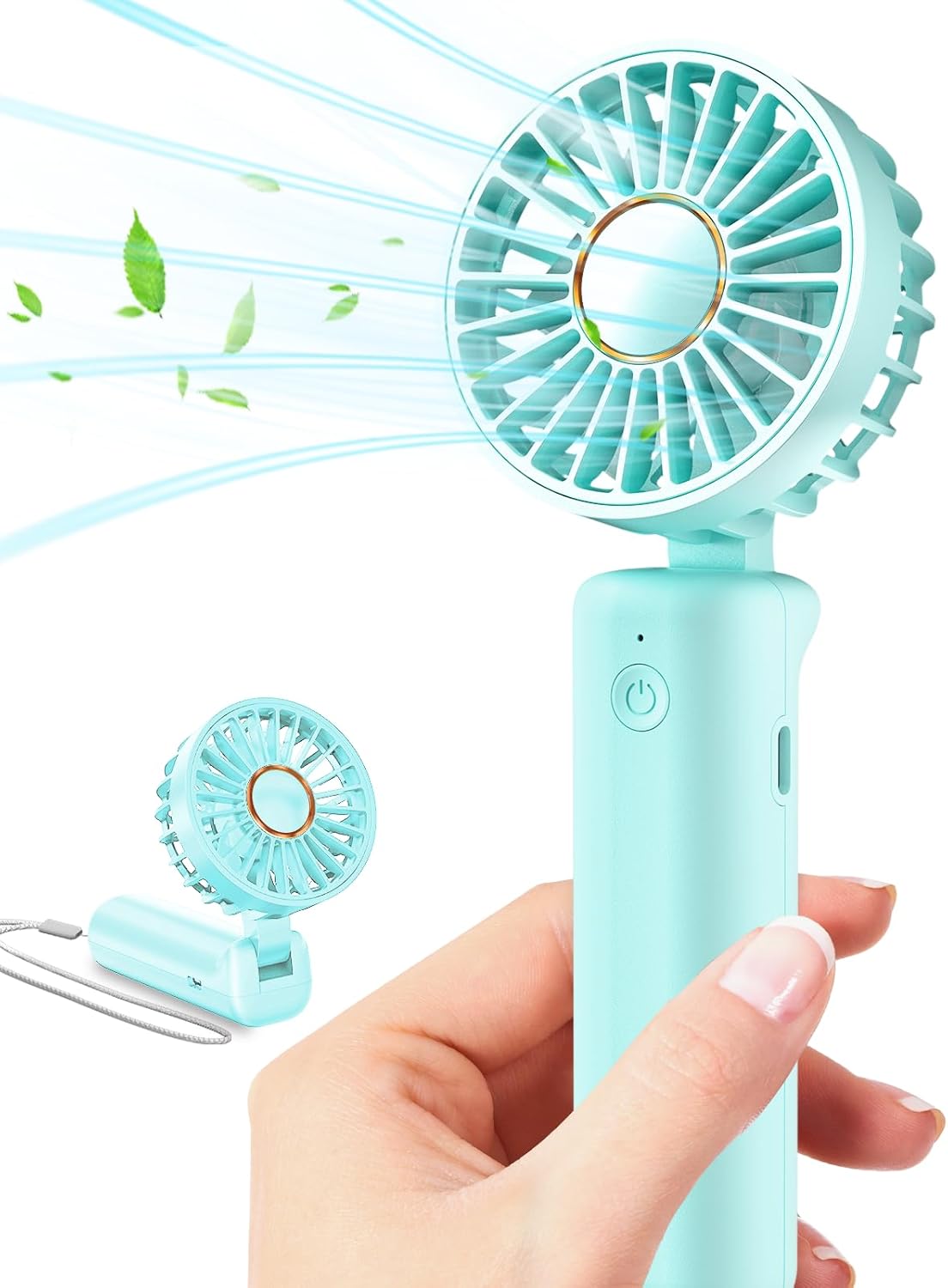 Mini ventilador portátil, pequeño ventilador de mano recargable por USB de 2000 mAh, ventilador de escritorio ajustable de 180, 3 velocidades, ultra