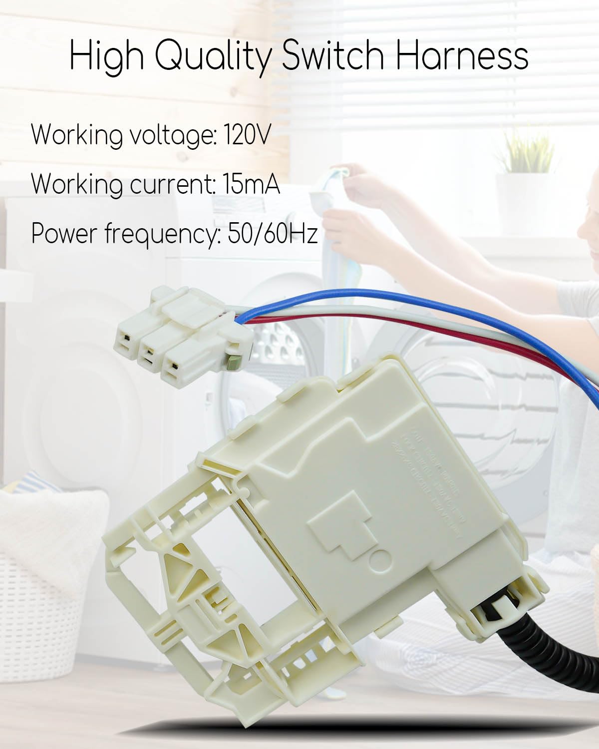 Bloqueo de tapa de arandela y arnés de cable para GE AP7033485 WH08X32657 WH08X31222 PS16619254 Hotpoint Machine HTW240 VTW525 GTW845, 120V 5060Hz
