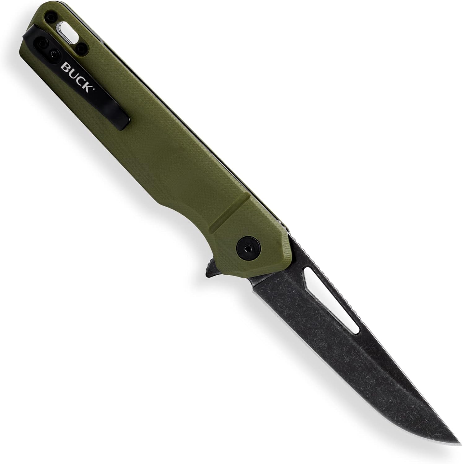 Buck Knives Cuchillo de bolsillo plegable de infusión 239 con hoja Tanto modificada Stonewash, mango G10, clip de bolsillo