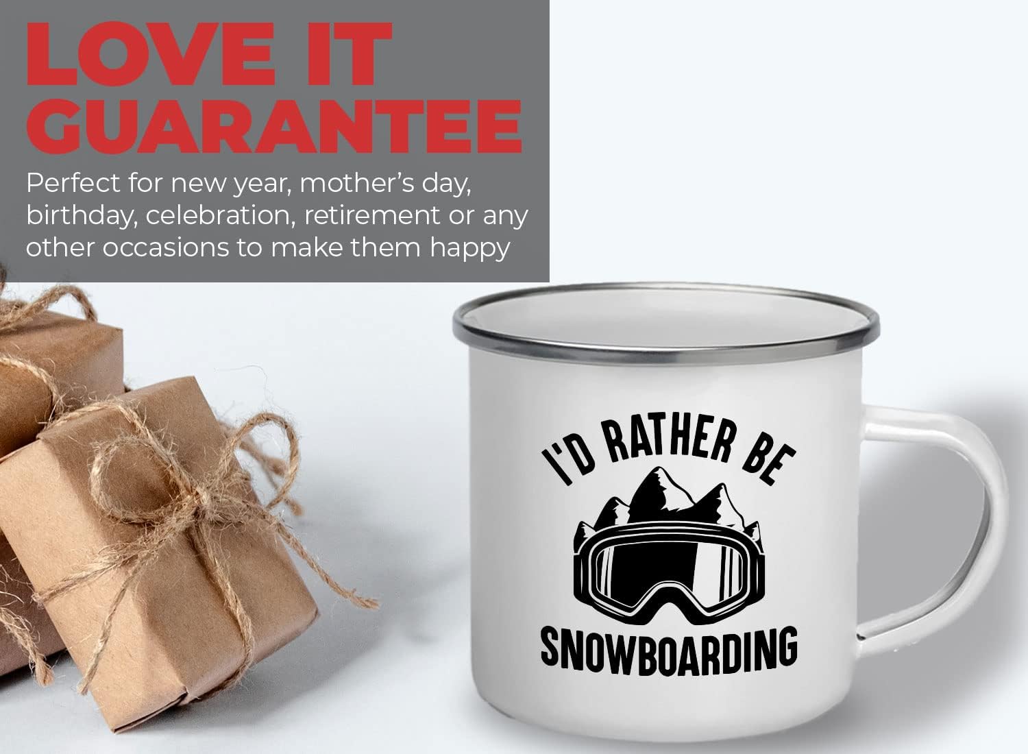 Taza de snowboard para cámper de 12 onzas  id rather be  Gafas de esquí, snowboard, esquí, snowboard, regalo para esquiadores, senderismo, montaña,