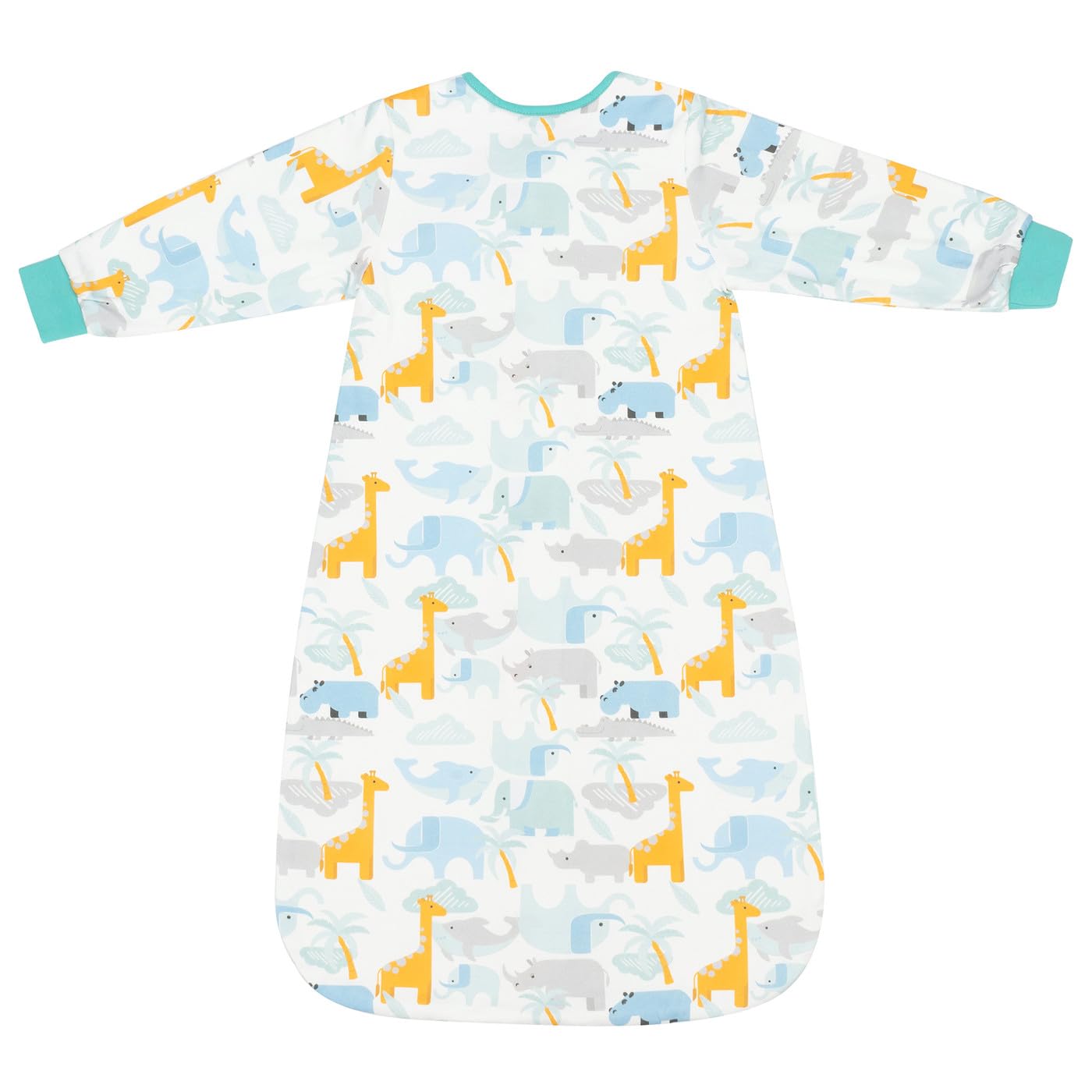 1.0 TOG – Saco de dormir para bebé con manga larga, 100% algodón, con cremallera de 2 vías, para regalo de bebé recién nacido, elefante, L (12-18