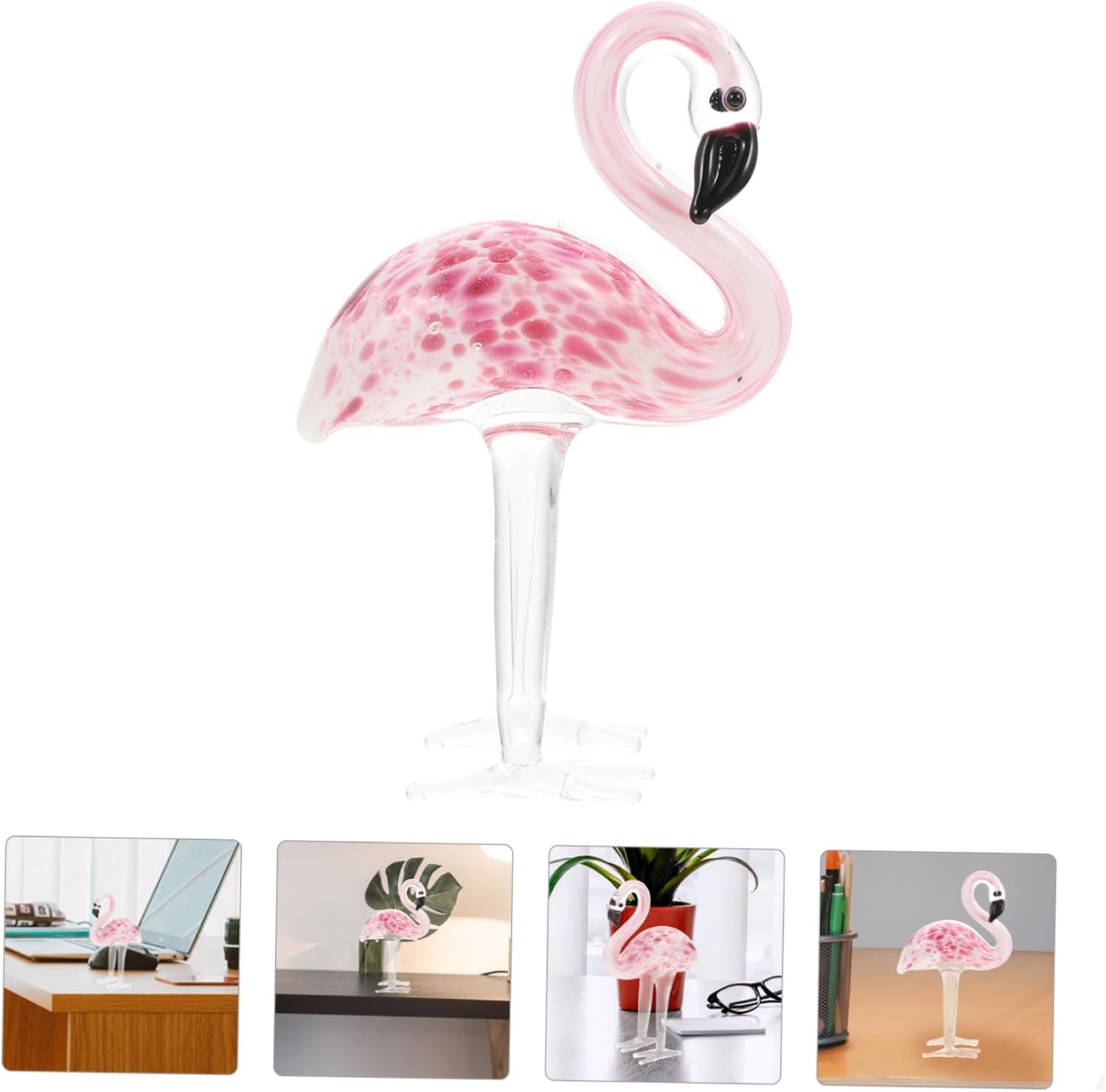Yardwe Centros de mesa de comedor de flamenco esmaltado, decoraciones de cristal para mesa, flamenco, modelo de pie, figuras de cristal, decoración