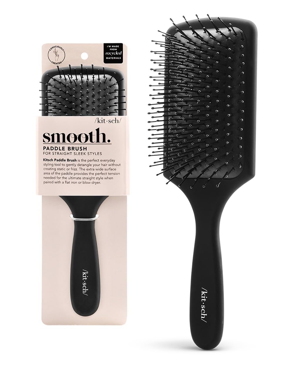 Kitsch Cepillo de paleta para secar con secador, cepillo para cabello grueso o fino, cepillo para mujeres con cerdas de nailon, cepillo desenredante