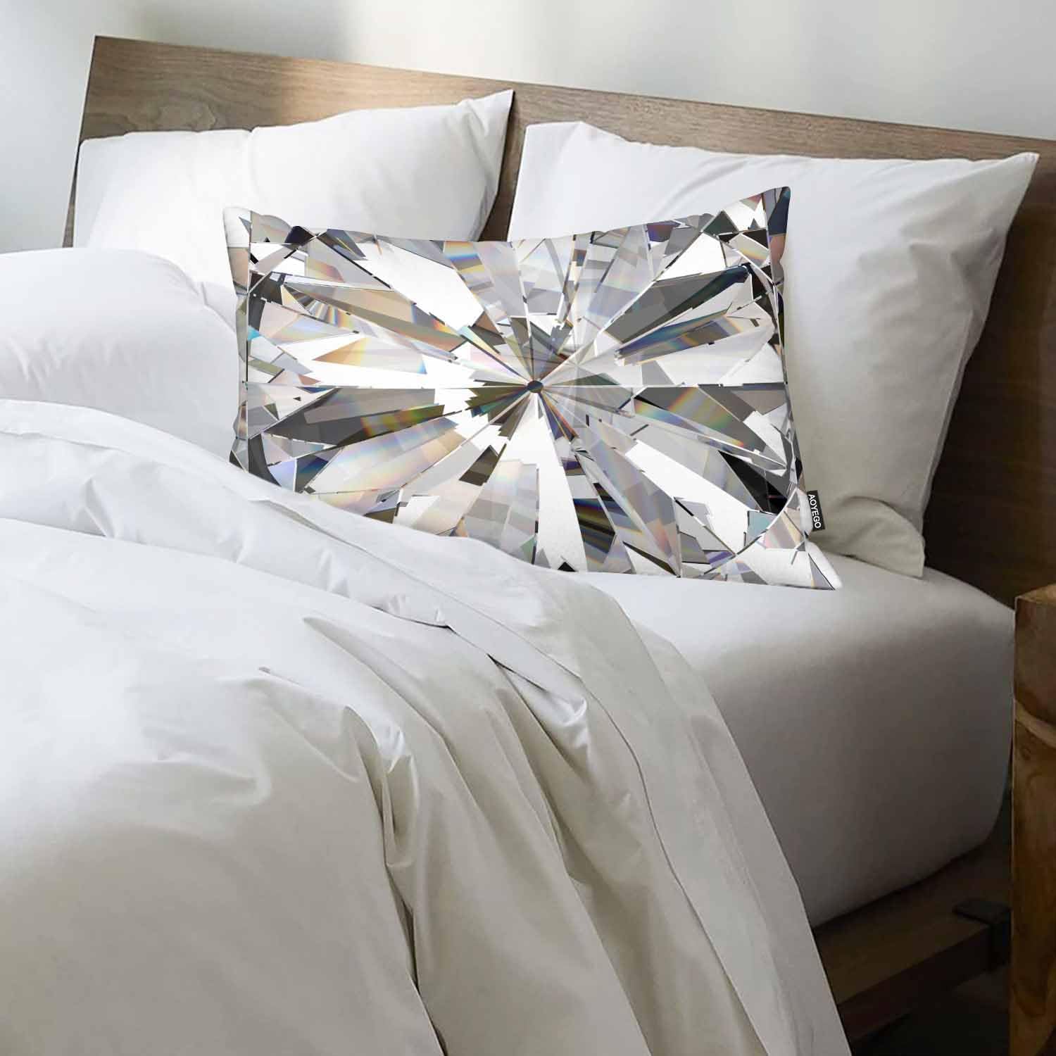 AOYEGO Funda de almohada con textura cáustica de diamantes en 3D, realista, con cristales brillantes, decorativas, para sofá, cama, silla, tamaño
