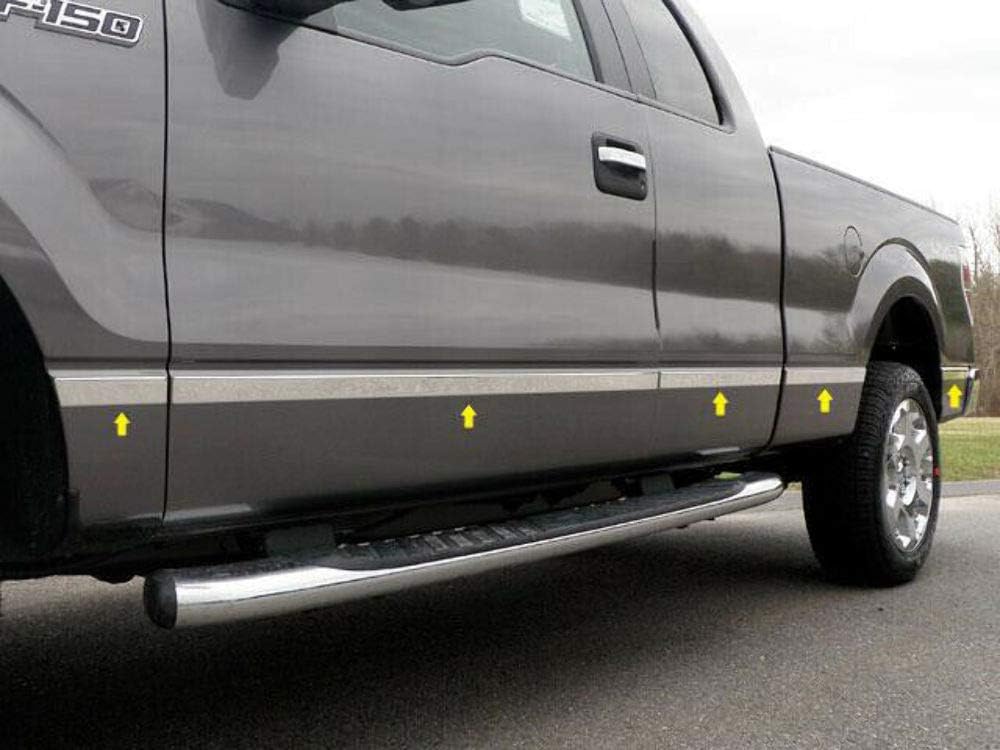 Es compatible con Ford F-150 2004-2008 Kit de molduras de cuerpo inoxidable de 10 piezas, 1.5 pulgadas de ancho MI44301