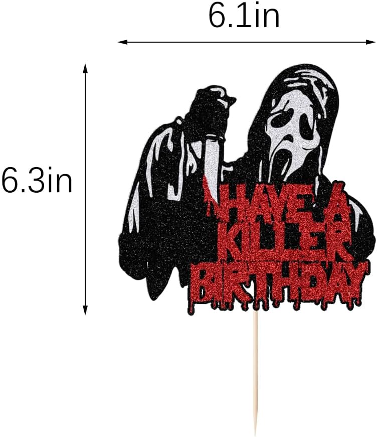 PALASASA Have a Killer – Decoración para tartas de cumpleaños, para decoración clásica de Halloween, temática sangrienta, fiesta de cumpleaños
