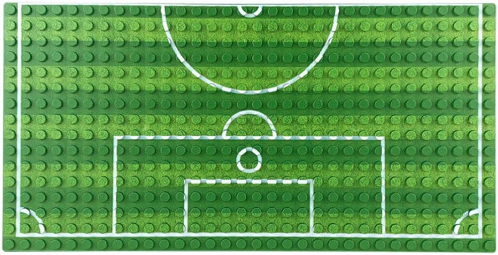 KKXX 16 x 32 agujeros de juguete de ladrillo de zócalo de campo de fútbol, 2 piezas de tablero de juego de fútbol para bloques de construcción,
