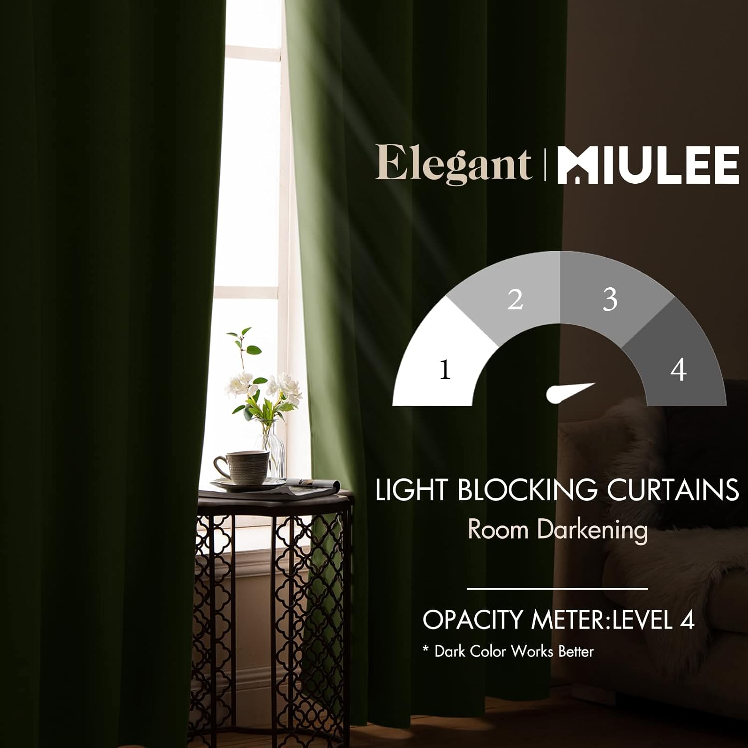 MIULEE – Cortinas opacas para oscurecer la habitación, con aislamiento térmico y bloqueo de luz, juego de 2 paneles de cortina para ventana, parte