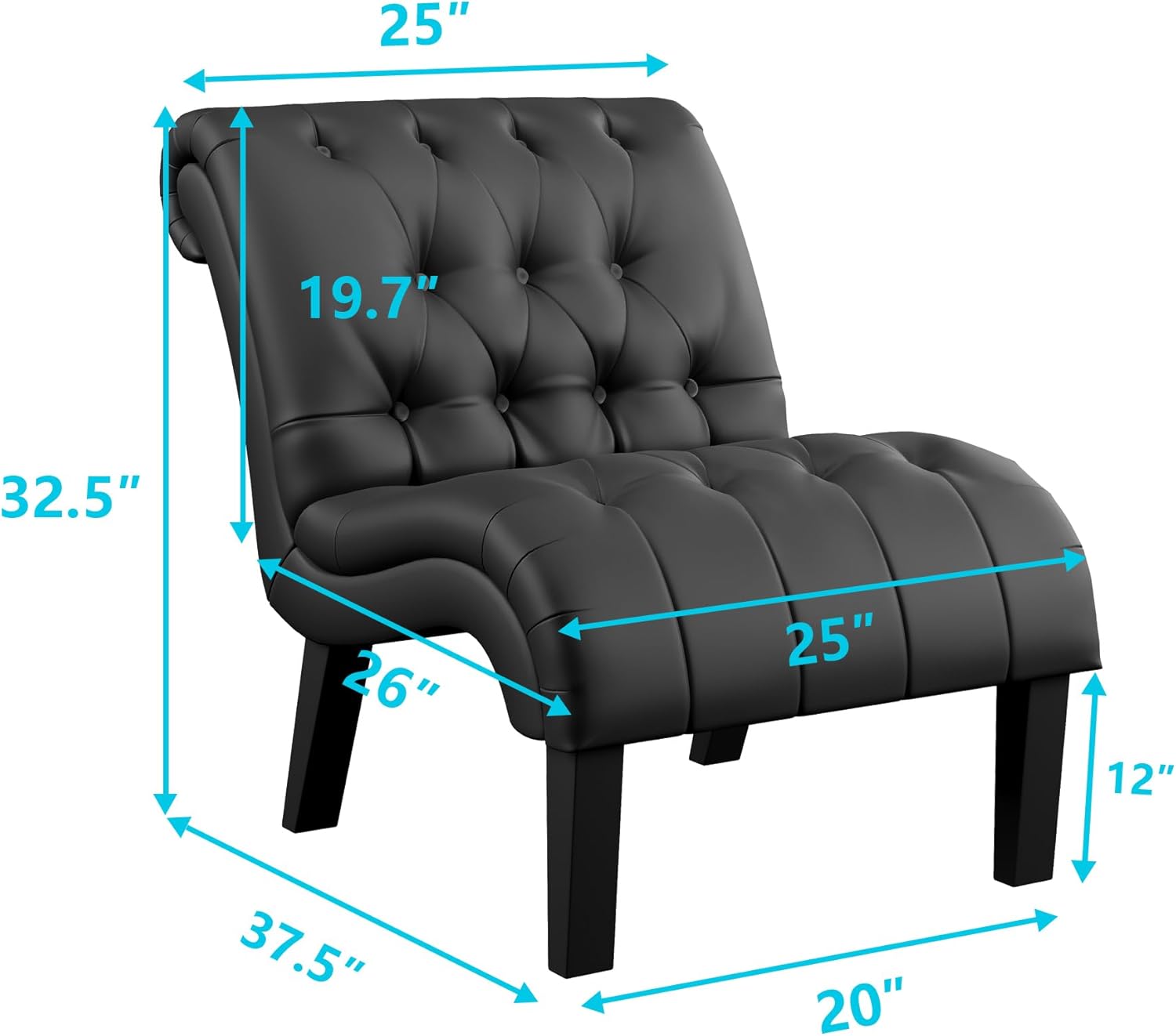 HAOBO Home Silla de piel sintética sin brazos con botones capitoné para sala de estar, comedor, dormitorio, funiture (juego de 2)
