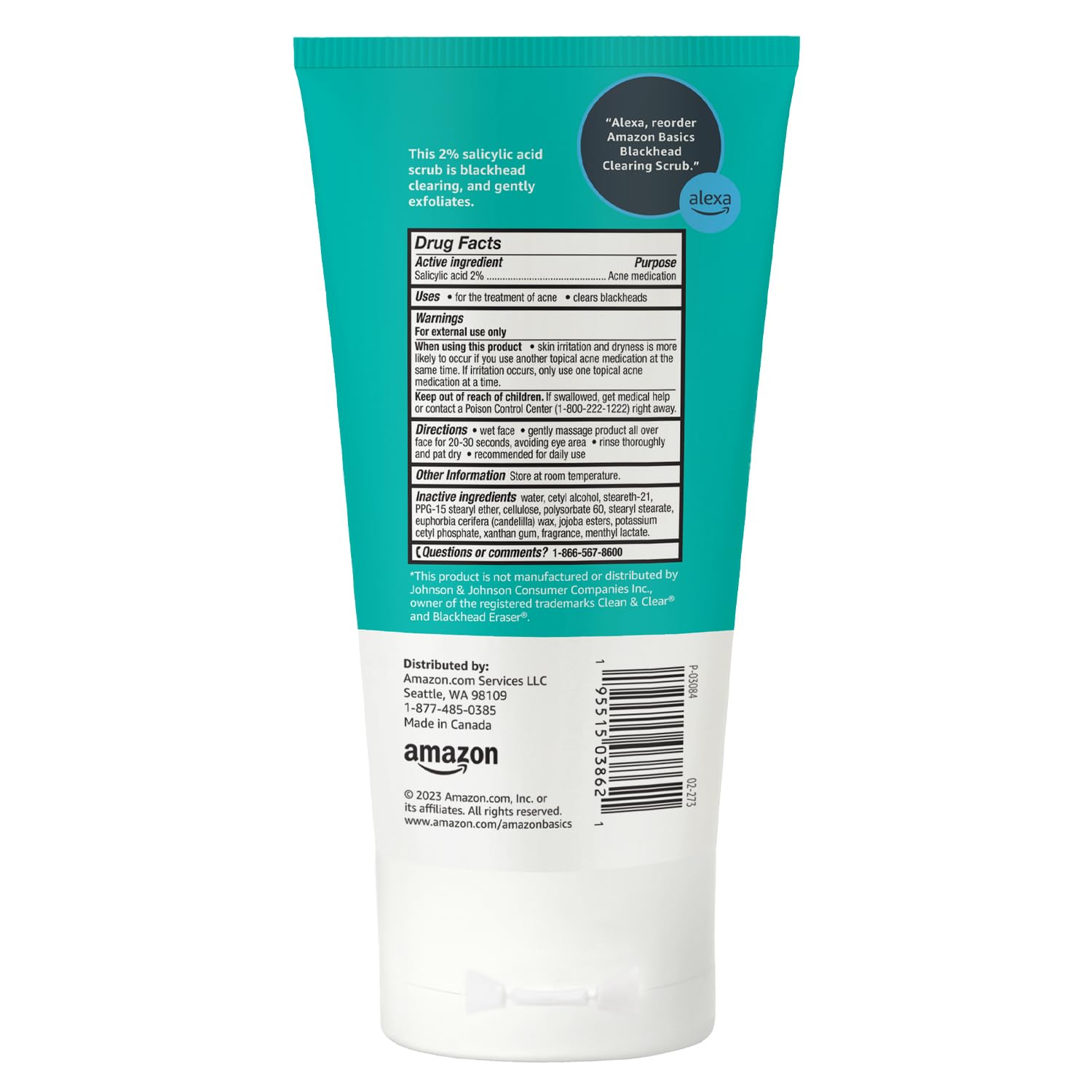 Tienda Basics Exfoliante limpiador de puntos negros de ácido salicílico, sin perfume, 5 onzas, paquete de 2