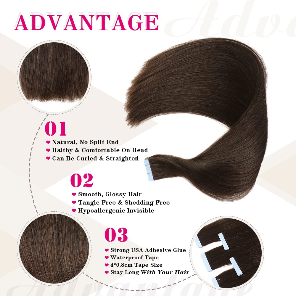 Extensiones de cabello humano con cinta, extensiones de cabello humano Remy 100% real, sin costuras, extensiones de cabello humano real, extensiones