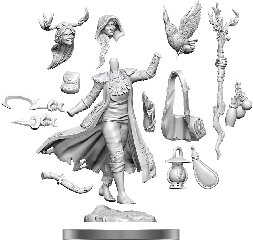 Dungeons & Dragons Frameworks Human Druid Female – Sin pintar, sin montar en abeto y mini personalizable  WizKids D&D Figure