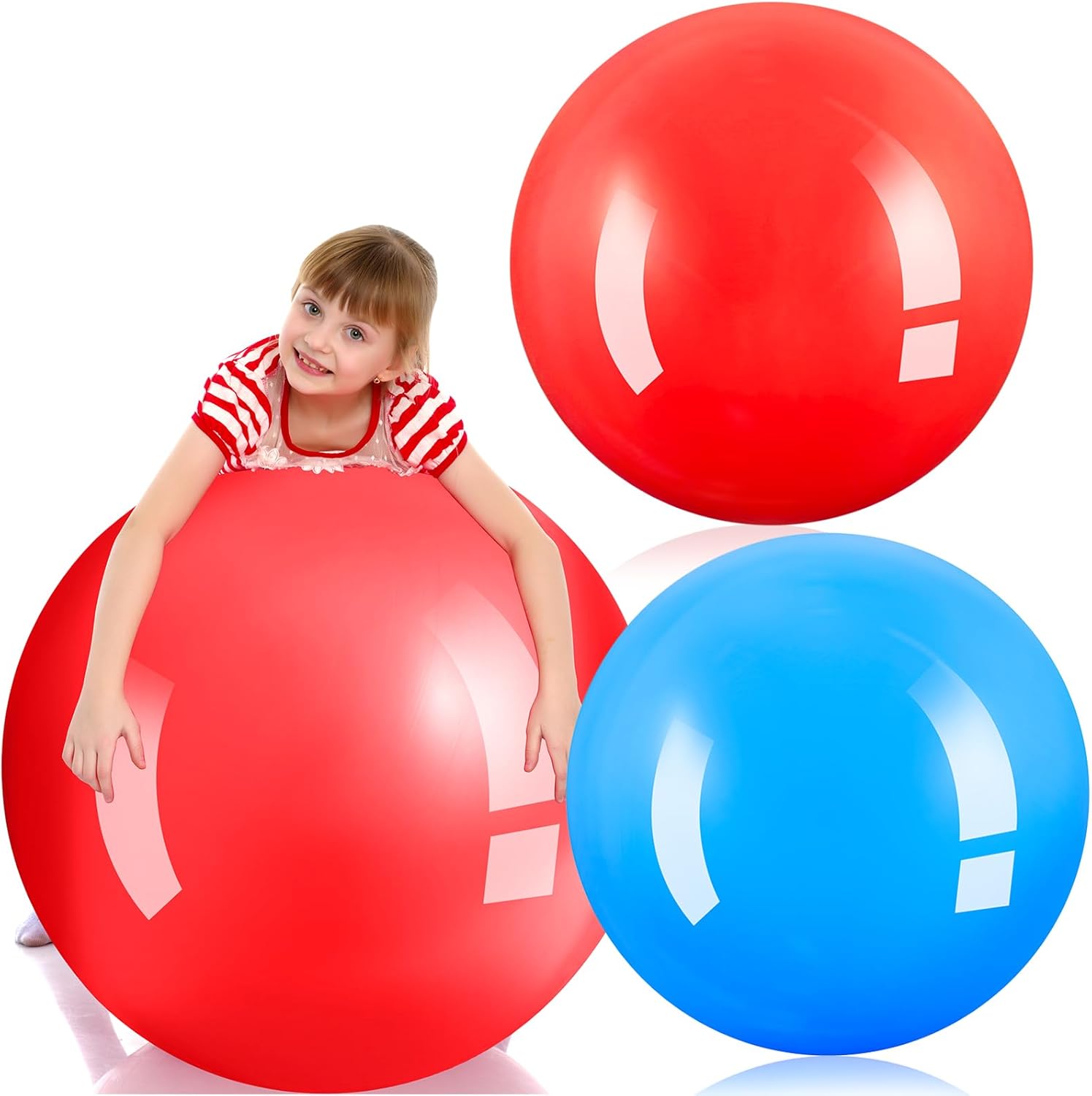 Jenaai 2 bolas de rebote grandes de 30 pulgadas, bola de goma gigante inflable gigante para hacer ejercicio al aire libre, pelota de salto para