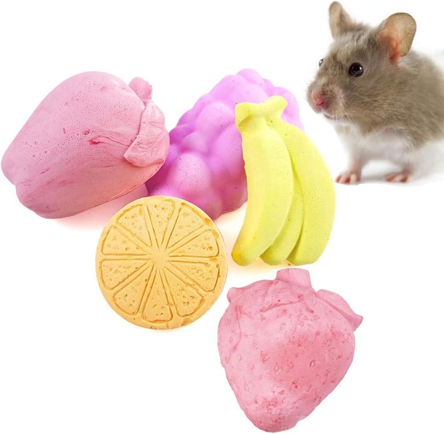 Hamiledyi 5 piezas Chinchilla Lava Block Calcio Piedra Dientes Molienda para hámster, conejo, conejo, ratas, ratón, ardillas, masticar juguetes