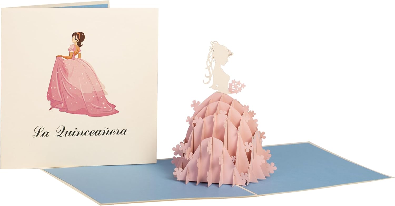 iGifts And Cards Happy La Quinceañera – Tarjeta de felicitación 3D desplegable  15 cumpleaños, fiesta rosa, regalo de membrillo feliz, rosa, baile