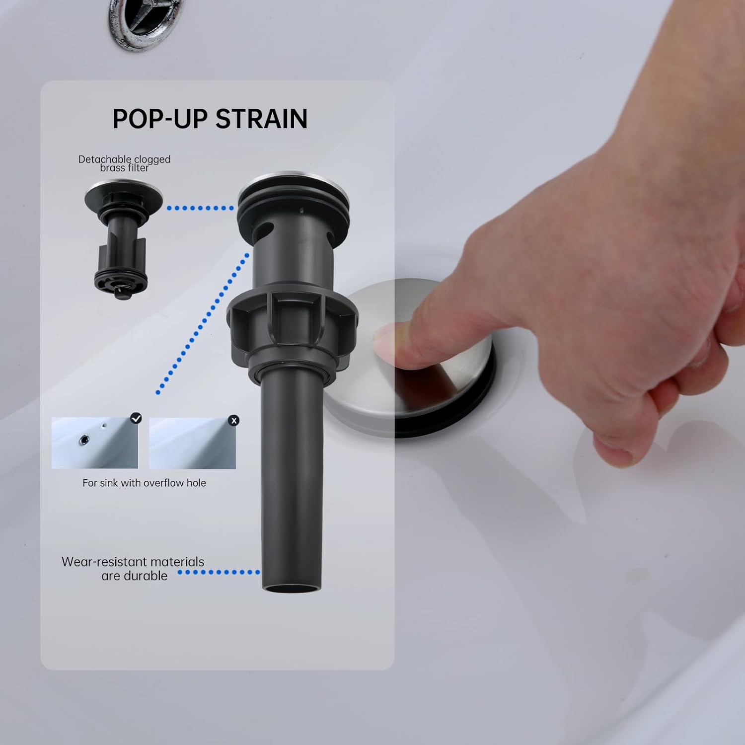 Grifos de baño para fregadero de 3 agujeros, grifo de baño de cascada negro mate, grifo de lavabo de baño a prueba de flecos con desbordamiento,