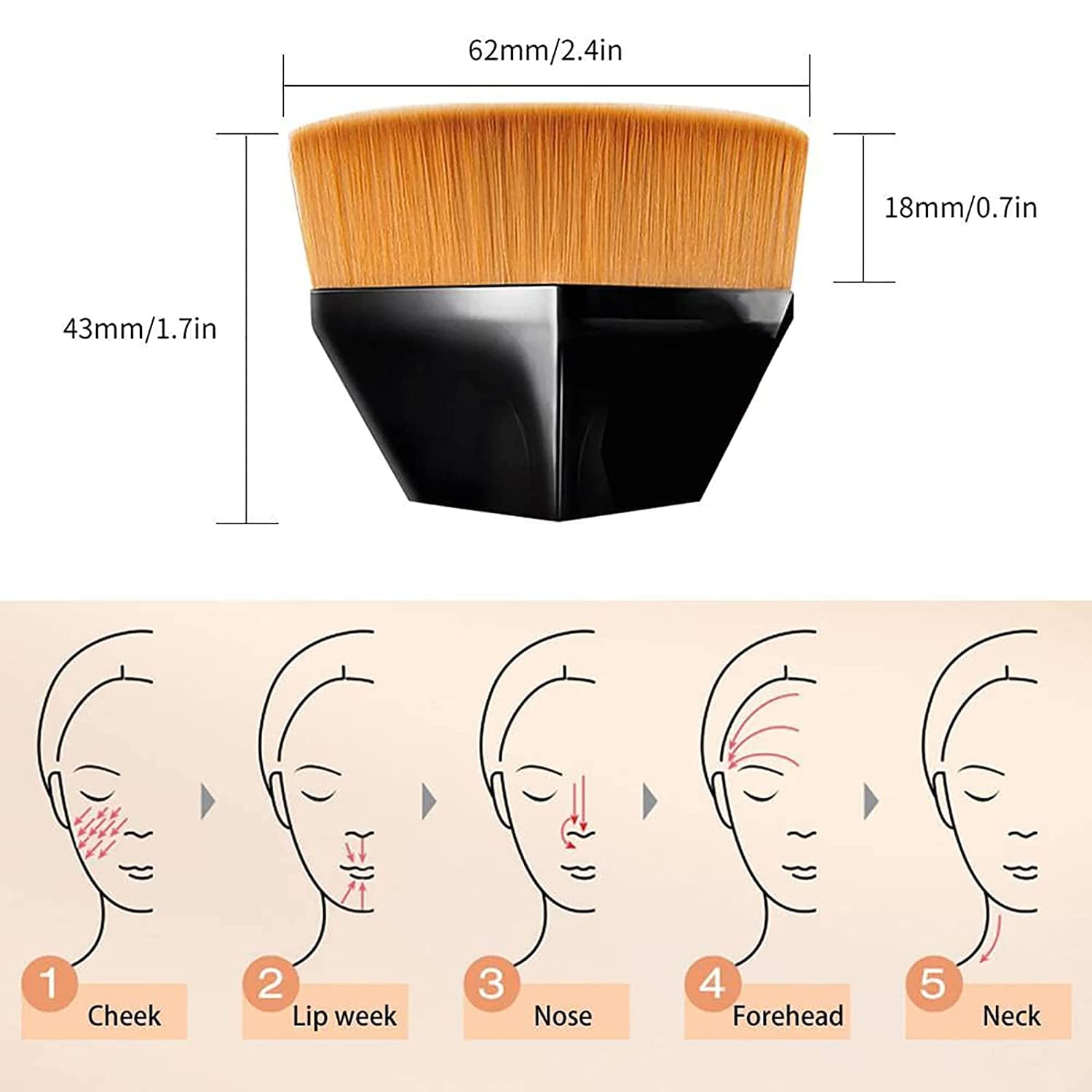 Cepillo de Maquillaje con Tapa Plana, Brochas de Maquillaje con Tapa Plana, Brochas de Maquillaje con Tapa Plana, Brochas de Maquillaje para Mezclar