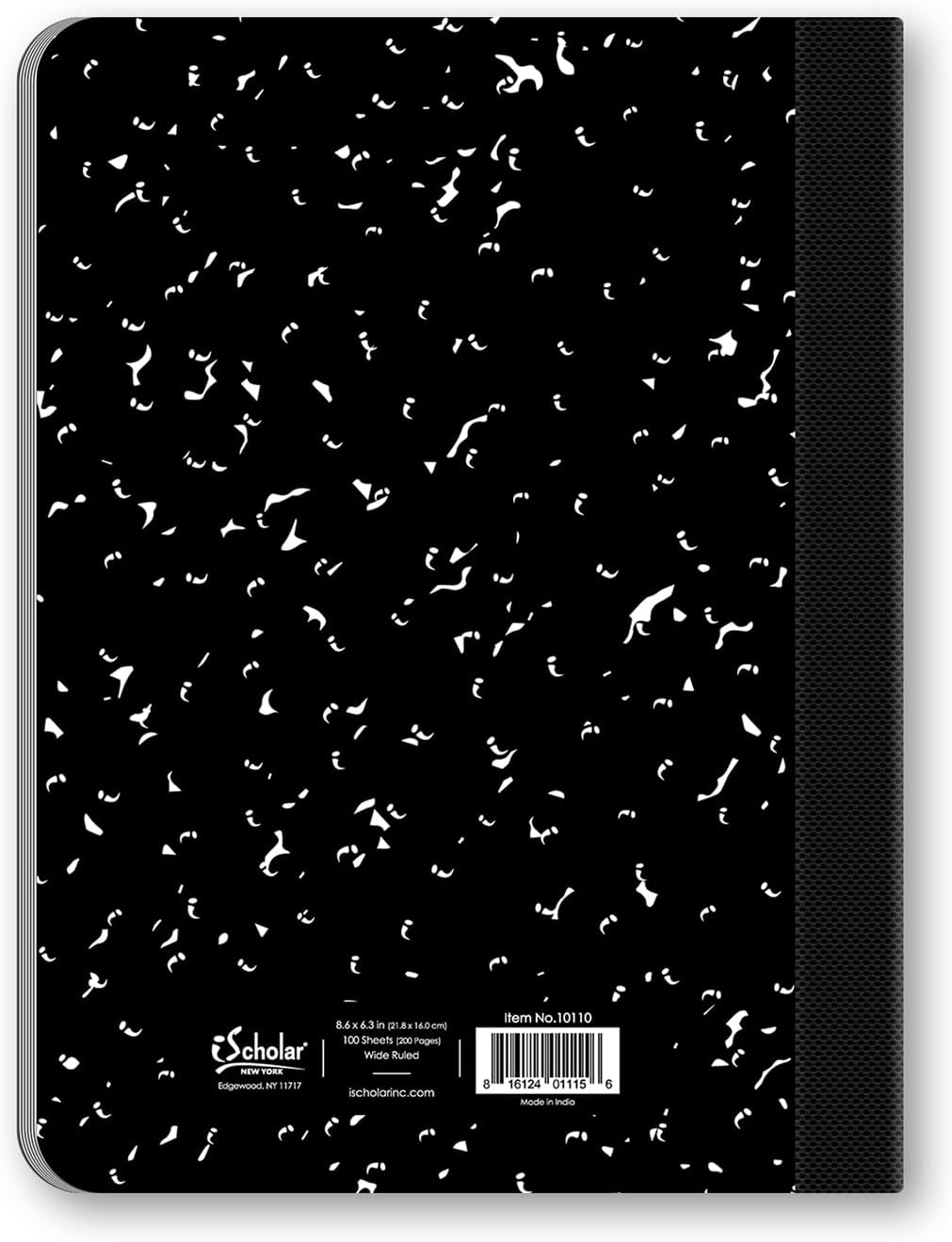 iScholar Cuaderno pequeño de composición en blanco y negro, rayas anchas, 8.6 x 6.3 pulgadas, 100 hojas (10110)