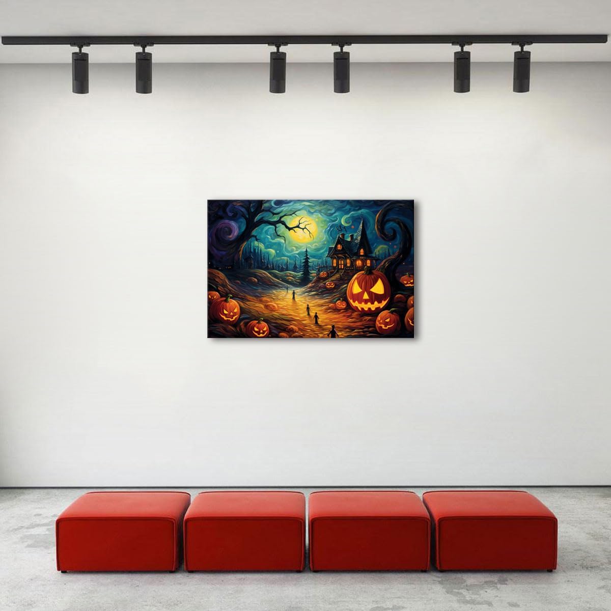 Impresiones en lienzo de noche de Halloween, arte de pared e imágenes espeluznantes de 24 x 36 pulgadas, sin marco
