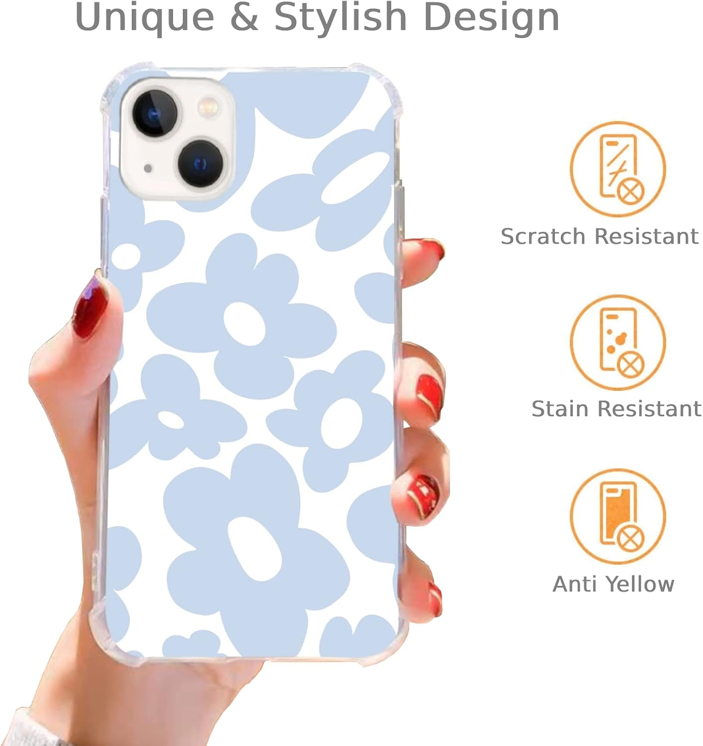 Funda con diseño de flores retro de los años 70, compatible con iPhone 15, diseño de flores hippie para iPhone 15, para adolescentes, hombres y