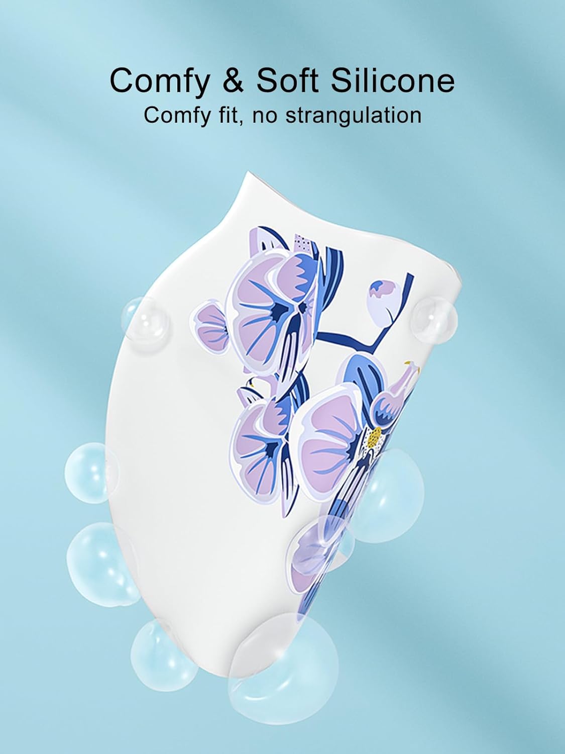 Gorra de natación de silicona, gorra de natación YondestStars para mujereshombresjóvenes, gorras de baño para cabello largo y corto, accesorios de
