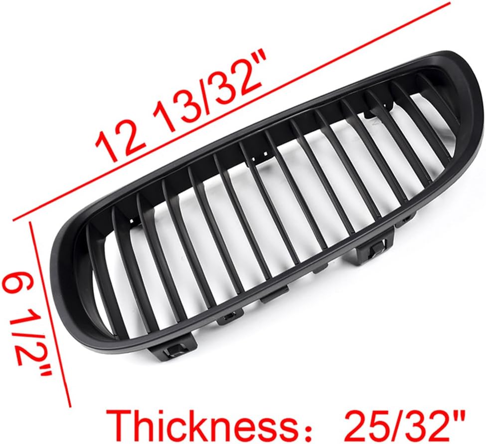 LH RH – Rejilla frontal superior negra mate para riñón + 2 cubiertas de fibra de carbono para espejo lateral compatible con 06-10 E92 Coupe 2D 07-10