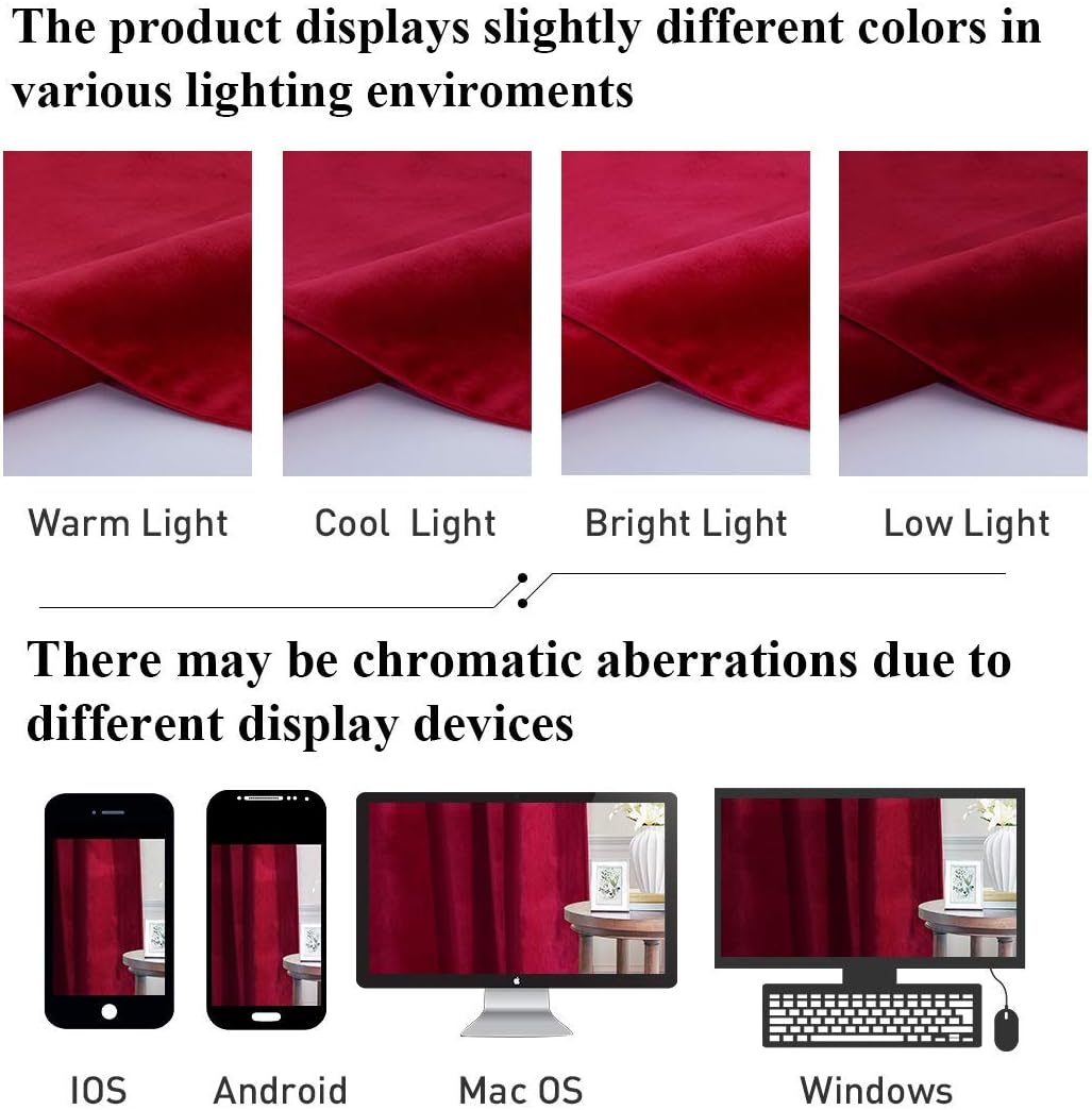 StangH Cortinas de terciopelo con pompones rojos de lujo, decoración del hogar navideña, con aislamiento térmico, para oscurecer la habitación, para