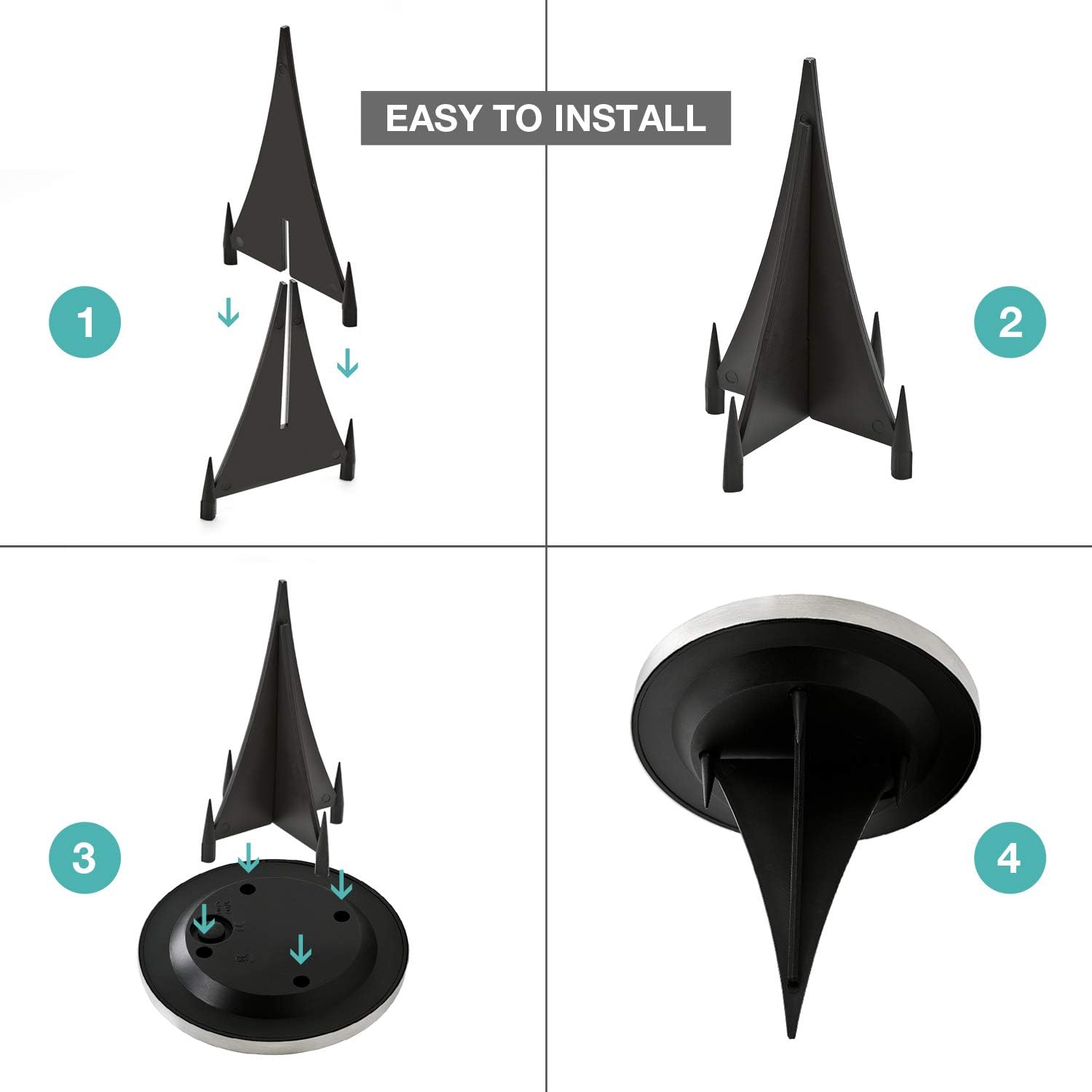 ExpertPower Luz de suelo alimentada por energía solar para vacaciones de Navidad, 8 luces LED impermeables para patio con sensor oscuro para