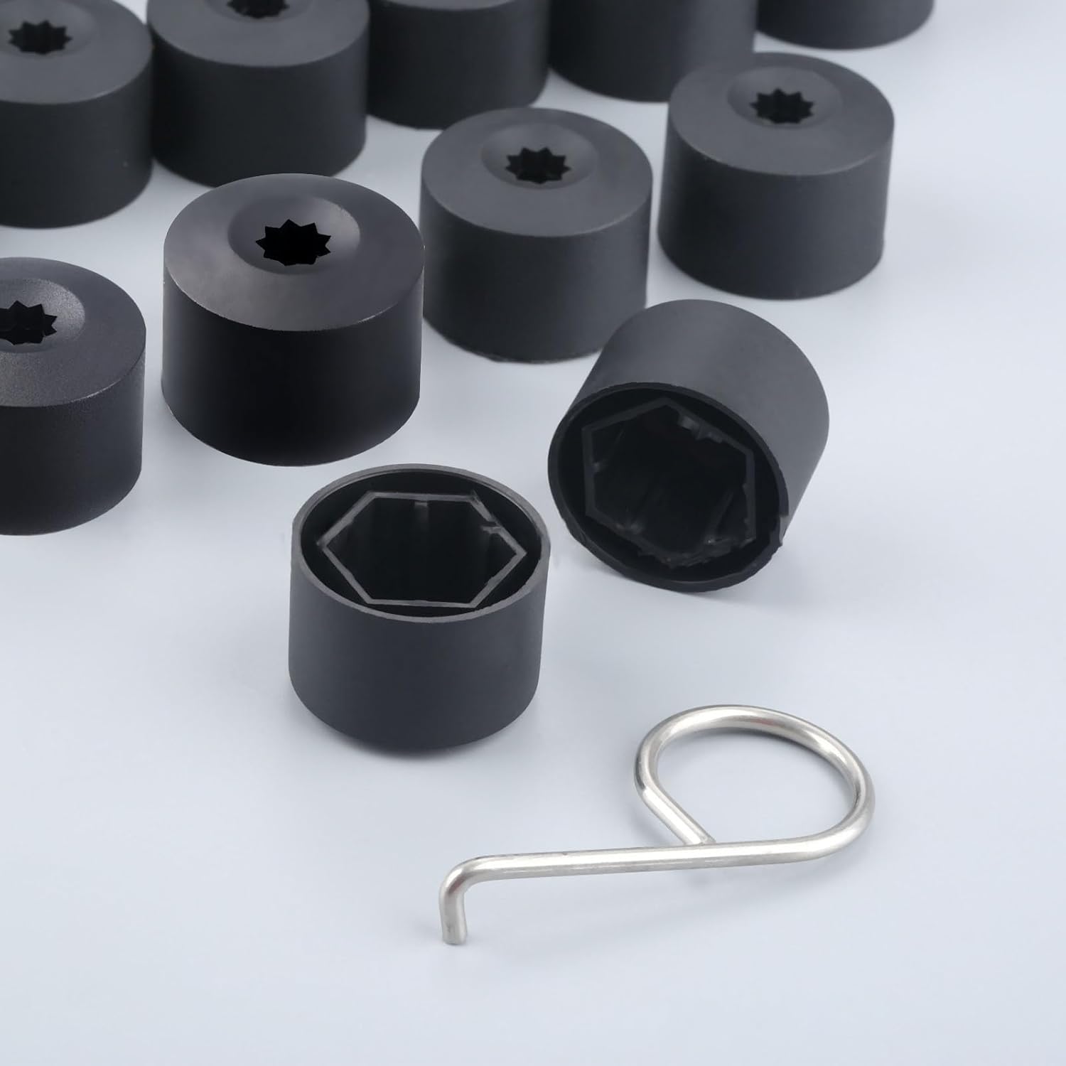 21 cubiertas para tuercas de neumático de automóvil, 0.669 in, hexagonal interior a prueba de polvo, con clip de extracción, decoración de rueda,