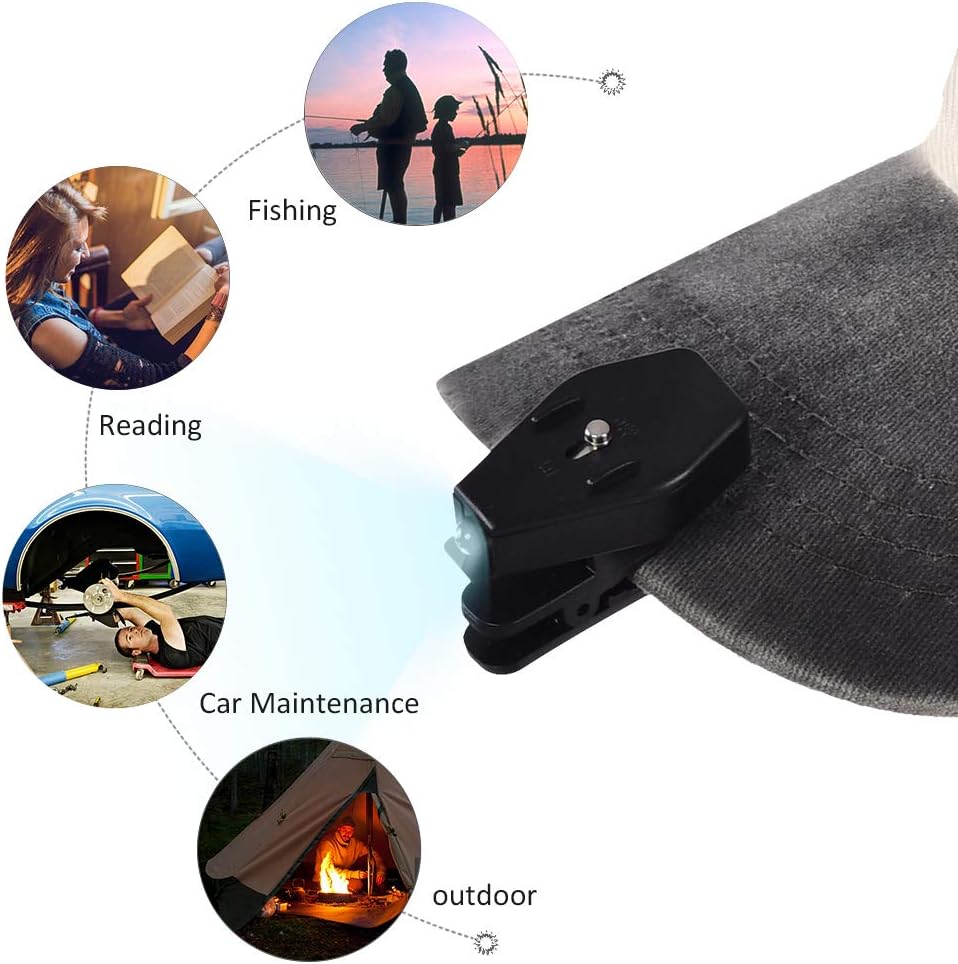 VGEBY 1 par de luz de lectura para gafas, clip de luz LED con clip de luz para anteojos de luz linterna de lectura lámpara de noche