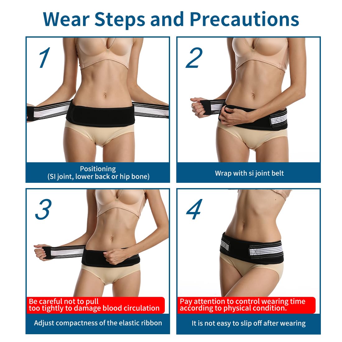 Back Support Belt for Women,Si Belt,45″ Back Brace for Men Lower Back Suitable for 28-43″ Hip Bone,Relieve Lower Back,Pelvis and Sciatica Pain.