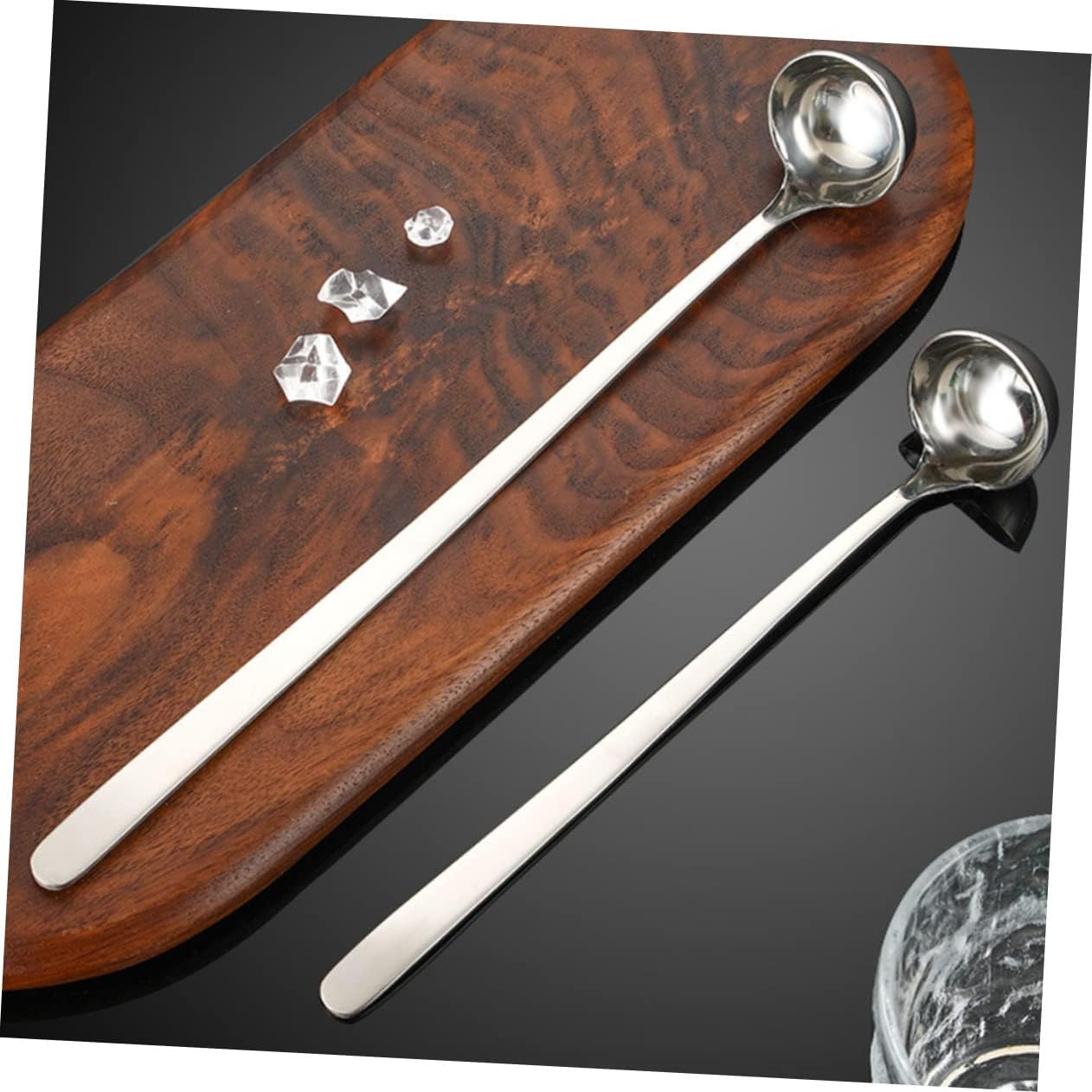 Cuchara de mezcla larga para cóctel, cucharas de servir para fiestas, cucharón de metal, cucharón de control de porciones, cuchara de café para café