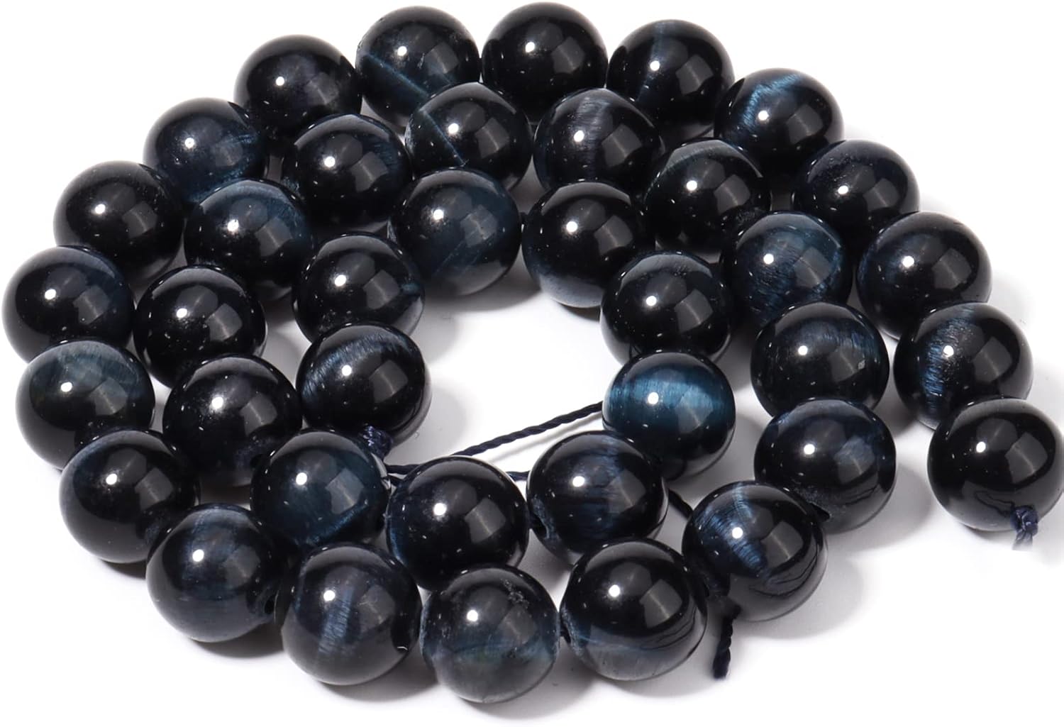 60 cuentas de piedras preciosas redondas sueltas de ojo de tigre negro y azul natural de 0.236 pulgadas para la fabricación de joyas, pulseras y