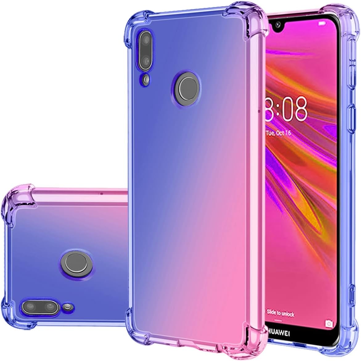 Funda para Y7 2019Y7 Prime 2019, Dub-LX1 Dub-LX3 Linda funda para niñas y mujeres, degradado, delgada, antiarañazos, funda protectora de TPU suave a