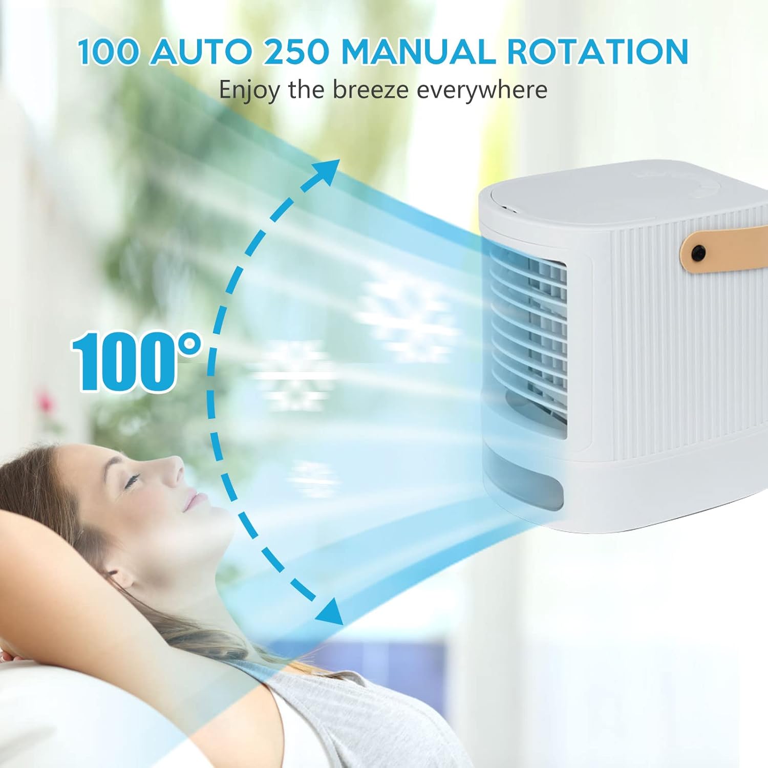 Mini aire acondicionado portátil, enfriador de aire evaporativo 3 en 1 – Fancole pequeño aire acondicionado con 3 niveles de humidificación, luz