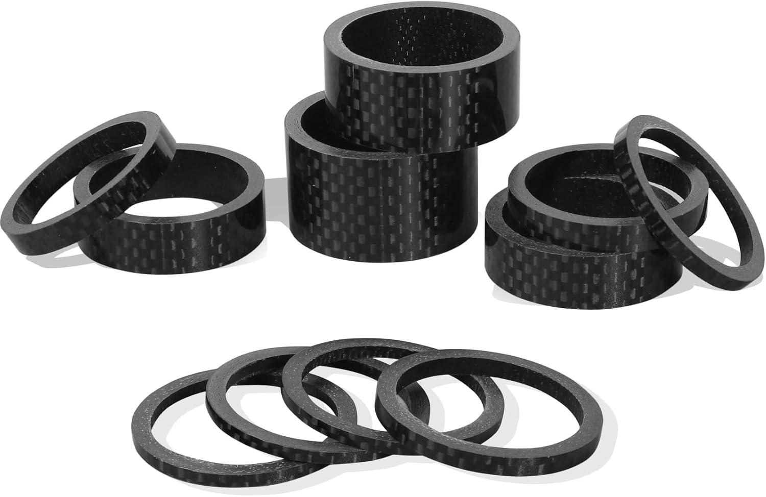 BUCKLOS 11 piezas de aleación de aluminiofibra de carbono 20 15 10 5 3 0.079 in para bicicleta, 1-18 pulgadas manillar horquilla espaciadores