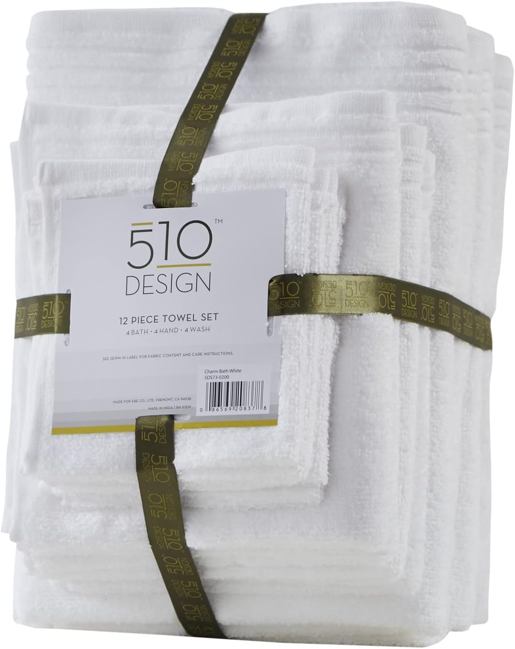 510 DESIGN Big Bundle – Juego de toallas de baño 100 % algodón, tela de rizo sin torsión, de secado rápido, suave y altamente absorbente, para